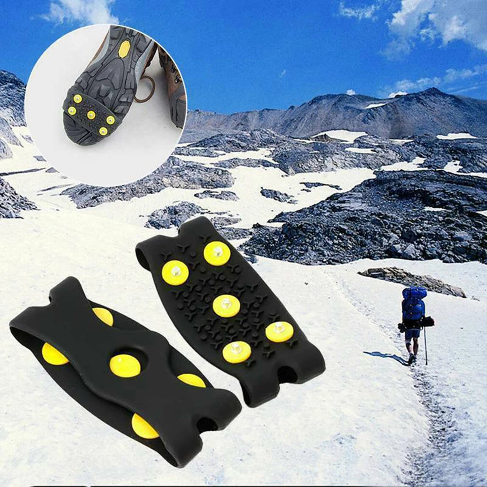 1-10Pair 5-Stud Anti Slip Crampons Snow Claw Shoe.