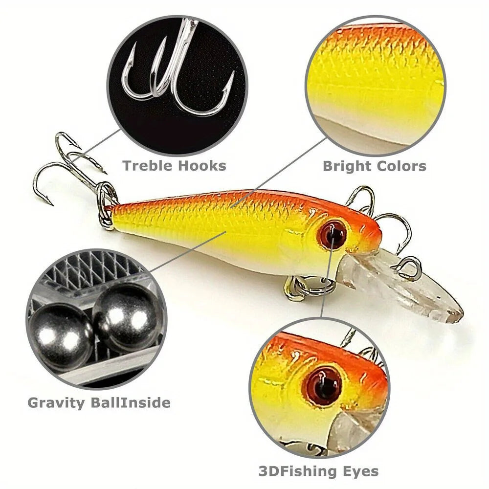30pcs Fishing Lures Set – Crankbaits, Minnow Baits & Hooks.