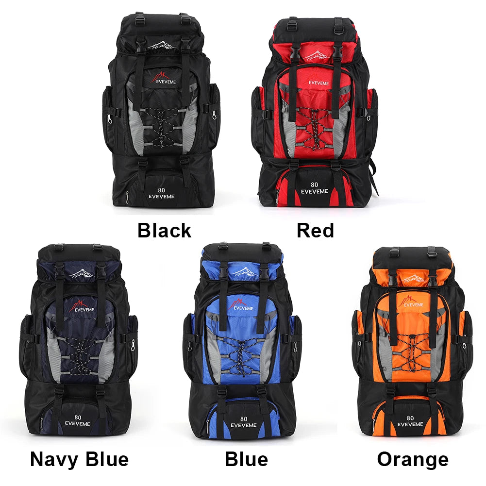 80L Mountaineering Backpack Large Capacity Travel Backpack Adjustable Strap.