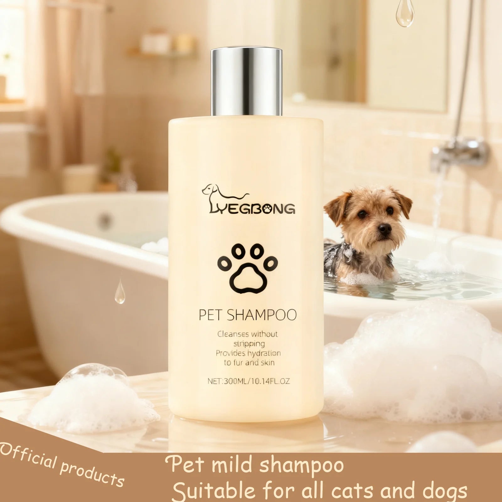 100ML Pet Bathing Shampoo Natural Formula Cleaning Dirts Relief Itching Prevent Tangles.
