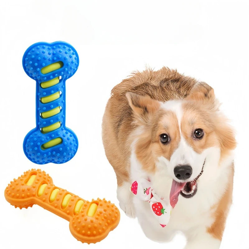 Pet Dog Chew Toy Teeth Cleaning Molar Stick Rubber Bone Toy Puppy Interactive Stick.