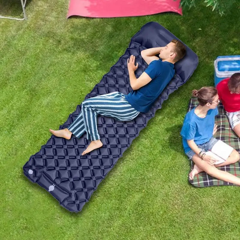 Inflatable Camping Mattress With Pillow Outdoor Sleeping Pad Ultralights.