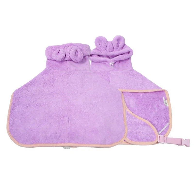 Dog Bathrobe Super Absorbent Pet Towel Bathrobe Bath Towels Quick-Drying Microfiber.