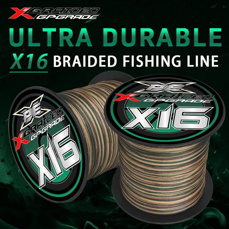 YGKX X16 Braided PE Fishing Line – 300/500M | Japan Multifilament Mainline for Catfish & Carp