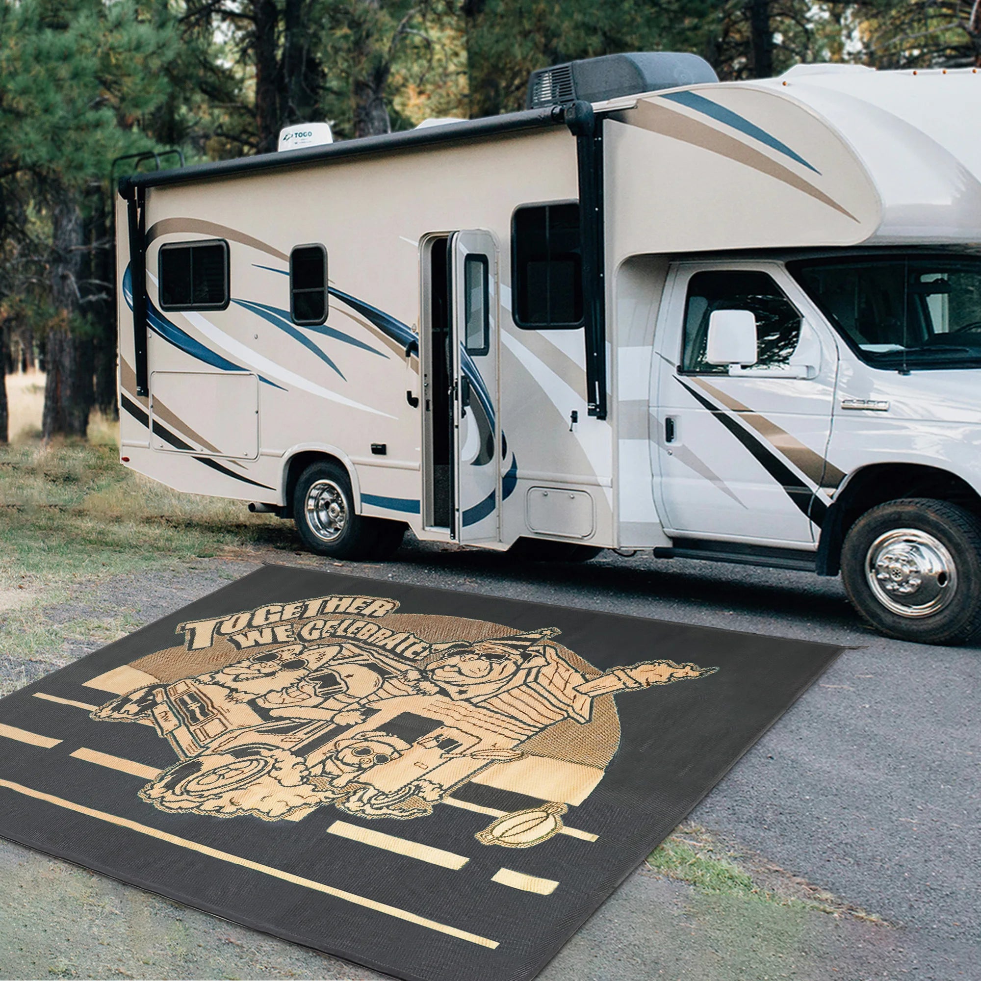 FXW Let's ROLL RV Rug – Designed for RV Adventures with Your Dogs, Full Coverage Across Campsite