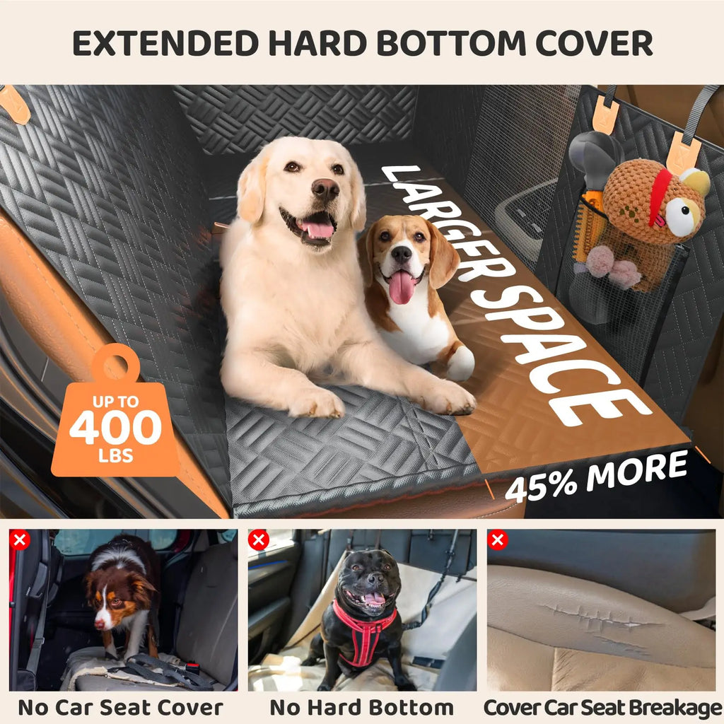 Car Rear Seat Dog Seat Cover, Hard Bottom Rear Seat Extender.