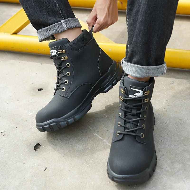 Safety Shoes Steel Toe Boots for Men Adjustable Soft Work Sneakers.