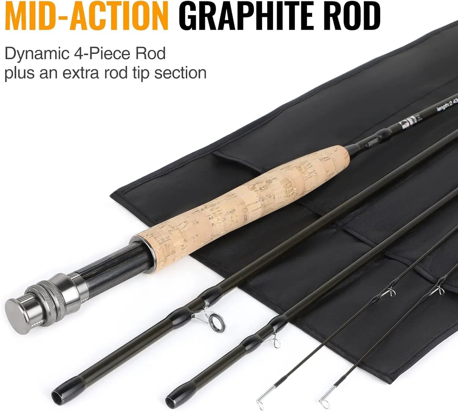 Lightweight 4-Piece Graphite Fly Fishing Rod & Reel Combo.