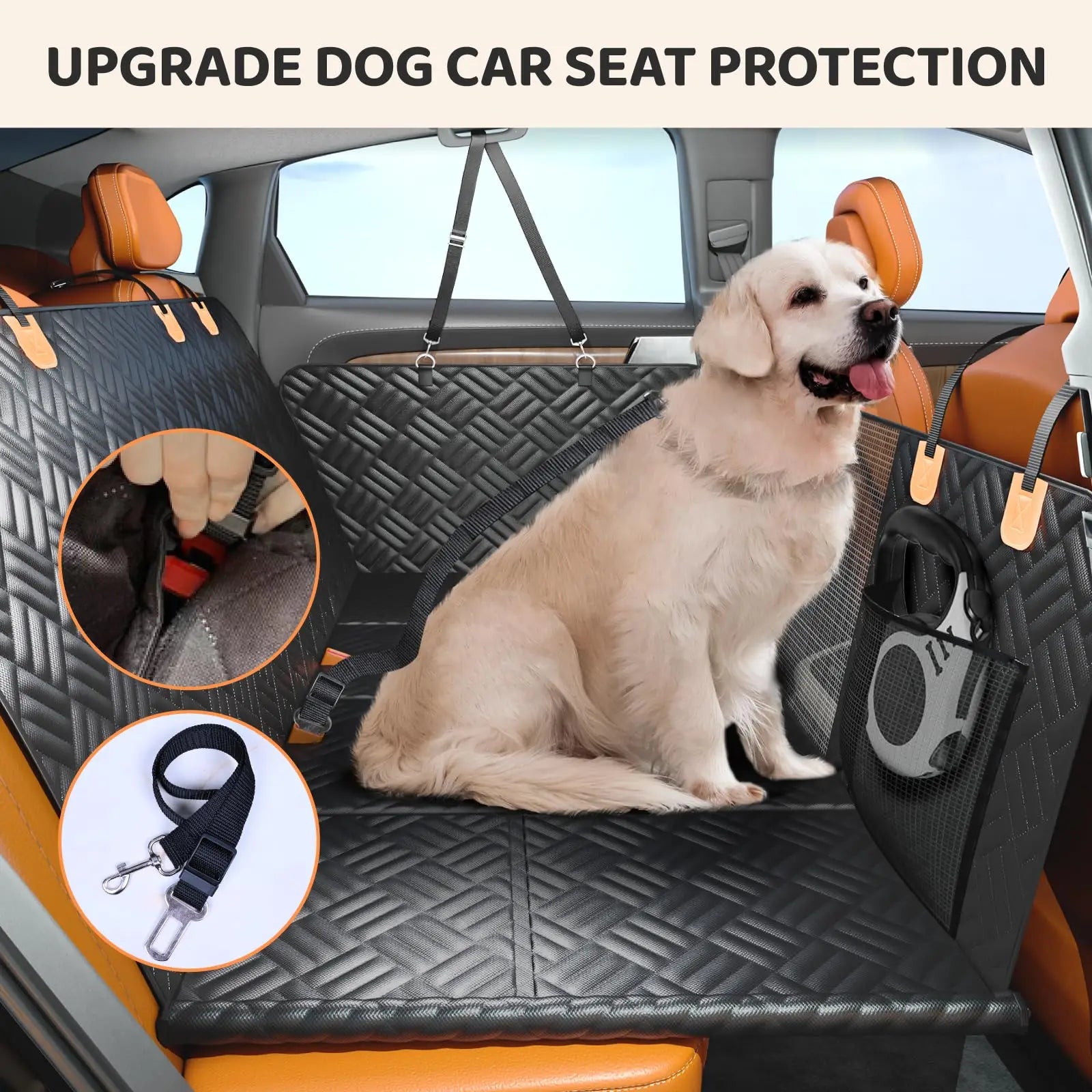Car Rear Seat Dog Seat Cover, Hard Bottom Rear Seat Extender.