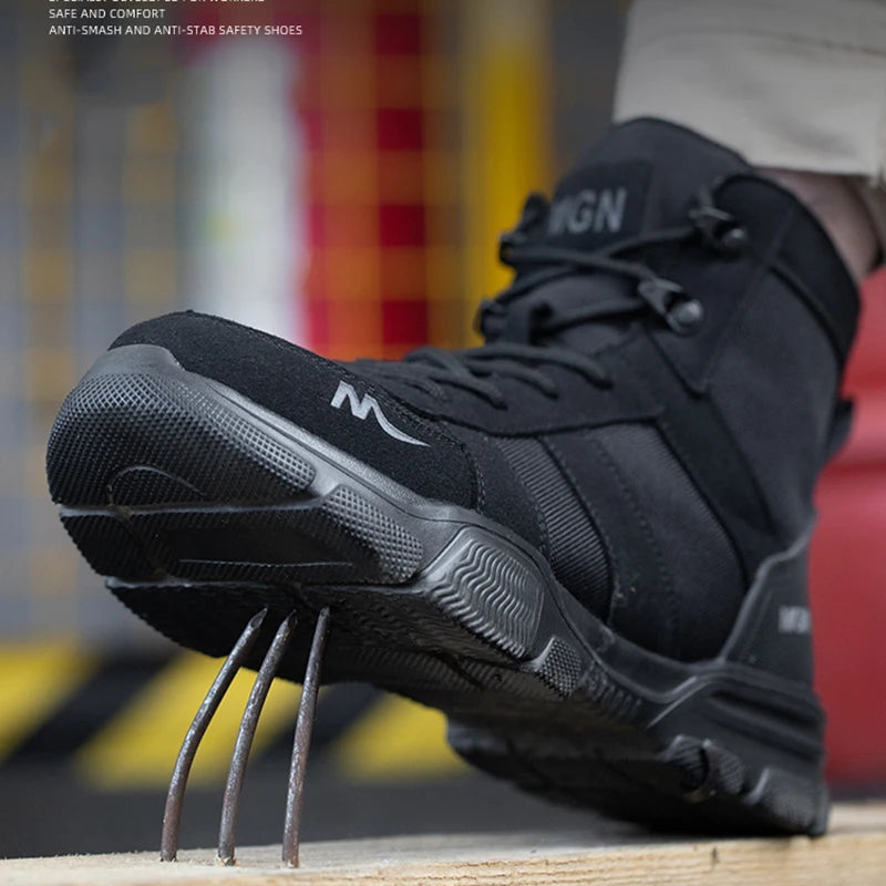 Work Boots Indestructible Safety Shoes Men Steel Toe Shoes Puncture-Proof Sneakers.