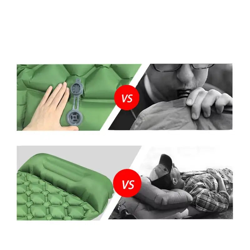 Inflatable Camping Mattress With Pillow Outdoor Sleeping Pad Ultralights.