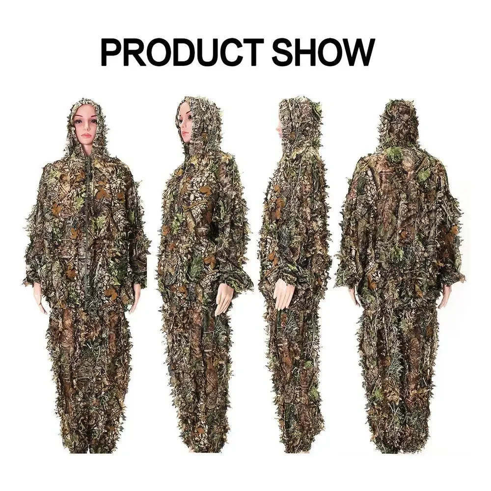 3D Ghillie Suit Tactical Outdoor Camouflage Clothes Leafy Bionic Jungle.
