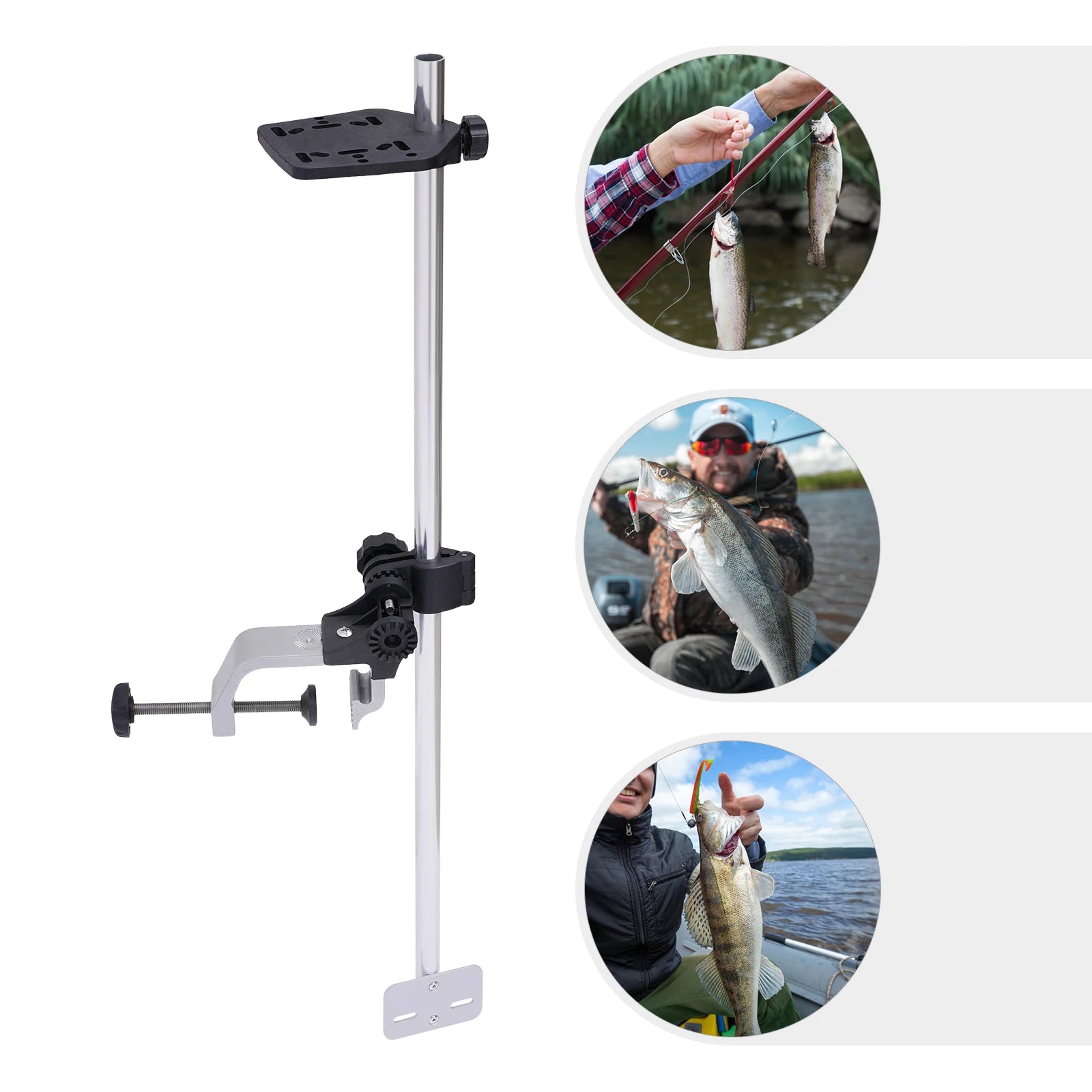 Universal 360° Rotatable Portable Transducer Mount Bracket for Fish Finder, Lightweight & Adjustable for Kayak Boat Fishing
