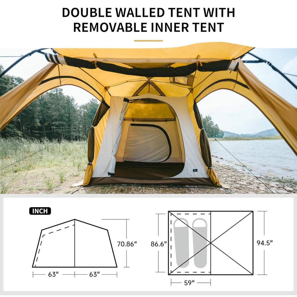 Naturehike Dune 7.6 Camping Tent 4 Season for 2-4 Person Waterproof Windproof.