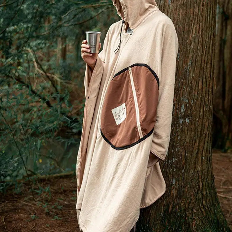 Wearable Sleeping Bag for camping Poncho sleeping bag rocker fleece Warmth Hooded Poncho.