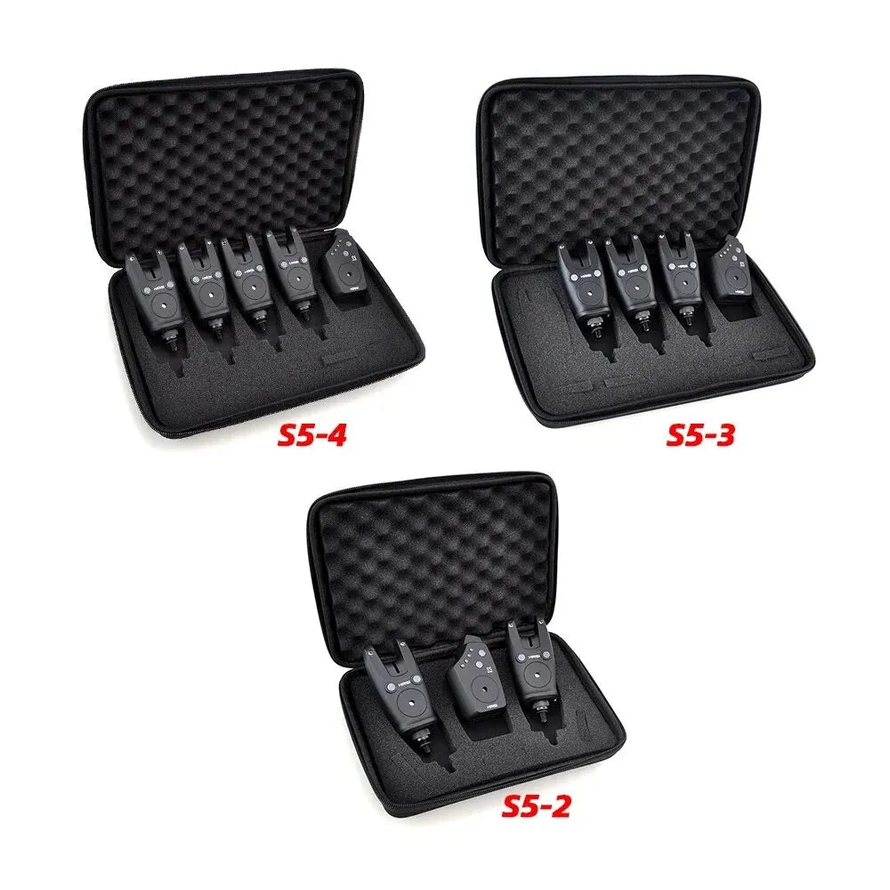 Hirisi Wireless Fishing Bite Alarm Set – 4 Sensors + Receiver | Waterproof Carp & Catfish Alarm