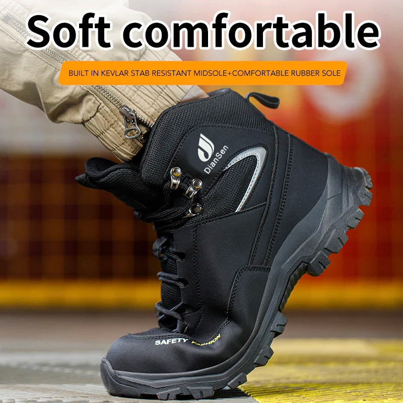 Safety Shoes Steel Toe Work Boots High Top Anti-Puncture Anti-smash.