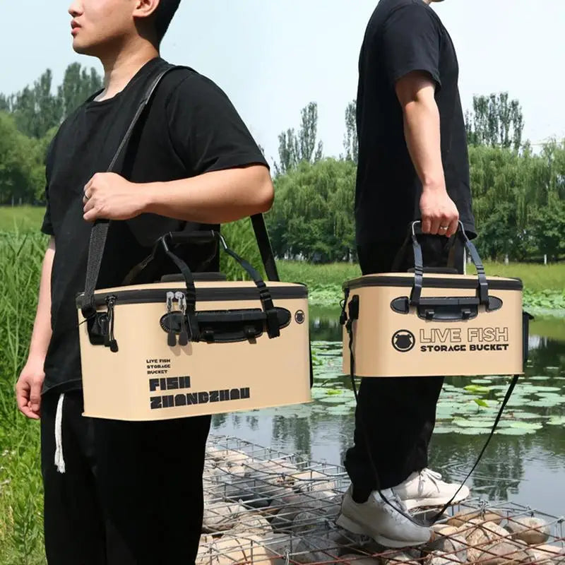 Folding Live Fish Bucket EVA Thickened Fishing Bucket Portable Water.