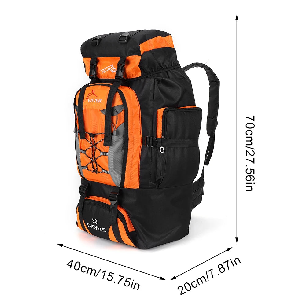 80L Mountaineering Backpack Large Capacity Travel Backpack Adjustable Strap.