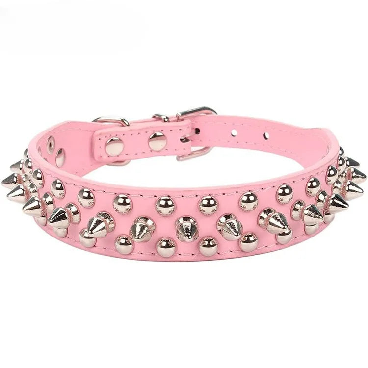 Adjustable Leather Pet Dog collar Neck Strap Supplies PU Leather Punk.