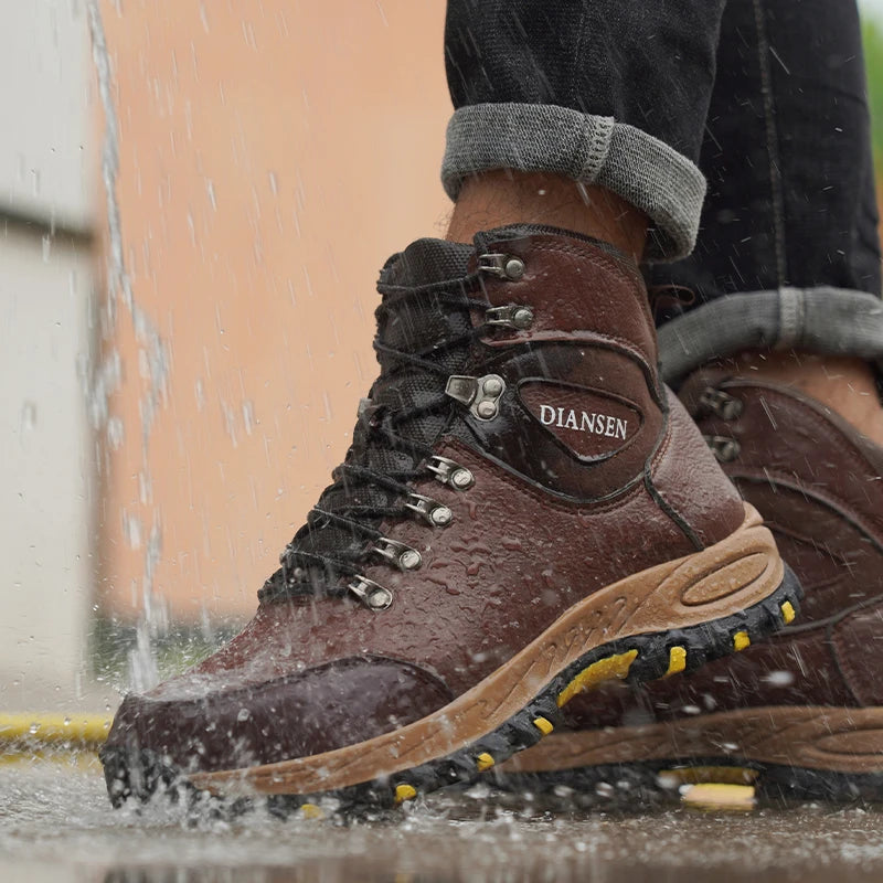Waterproof Leather Indestructible Men Work Safety Boots Outdoor Military Boots.