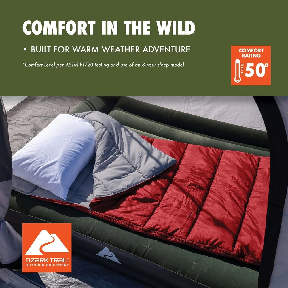 50F Warm Weather Sleeping Bag Compact Lightweight Camping.