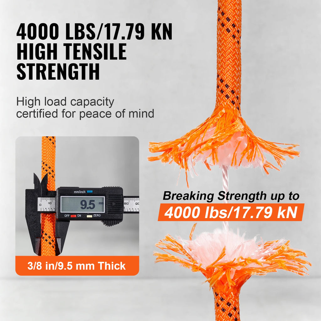 SucceBuy 120ft Dual-Weave Polyester Cord 3/8 1/2in 48-Strand Multi-Use Rope for Arborist.