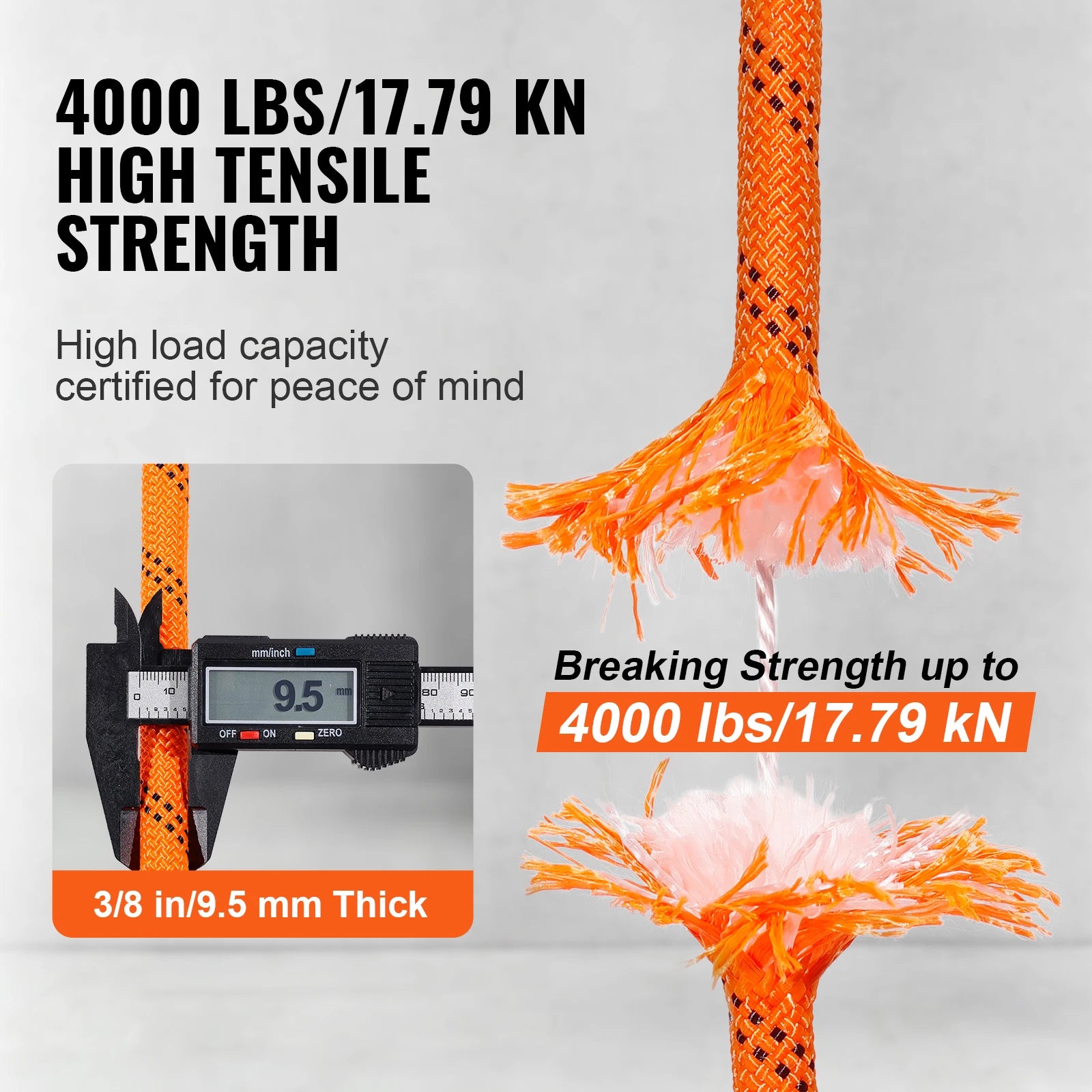 SucceBuy 120ft Dual-Weave Polyester Cord 3/8 1/2in 48-Strand Multi-Use Rope for Arborist.