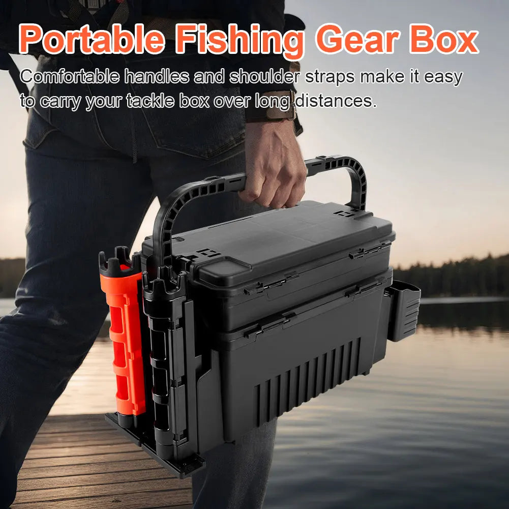 Portable Fishing Tackle Box 2 Tier Multi-functional Fishing Lure.