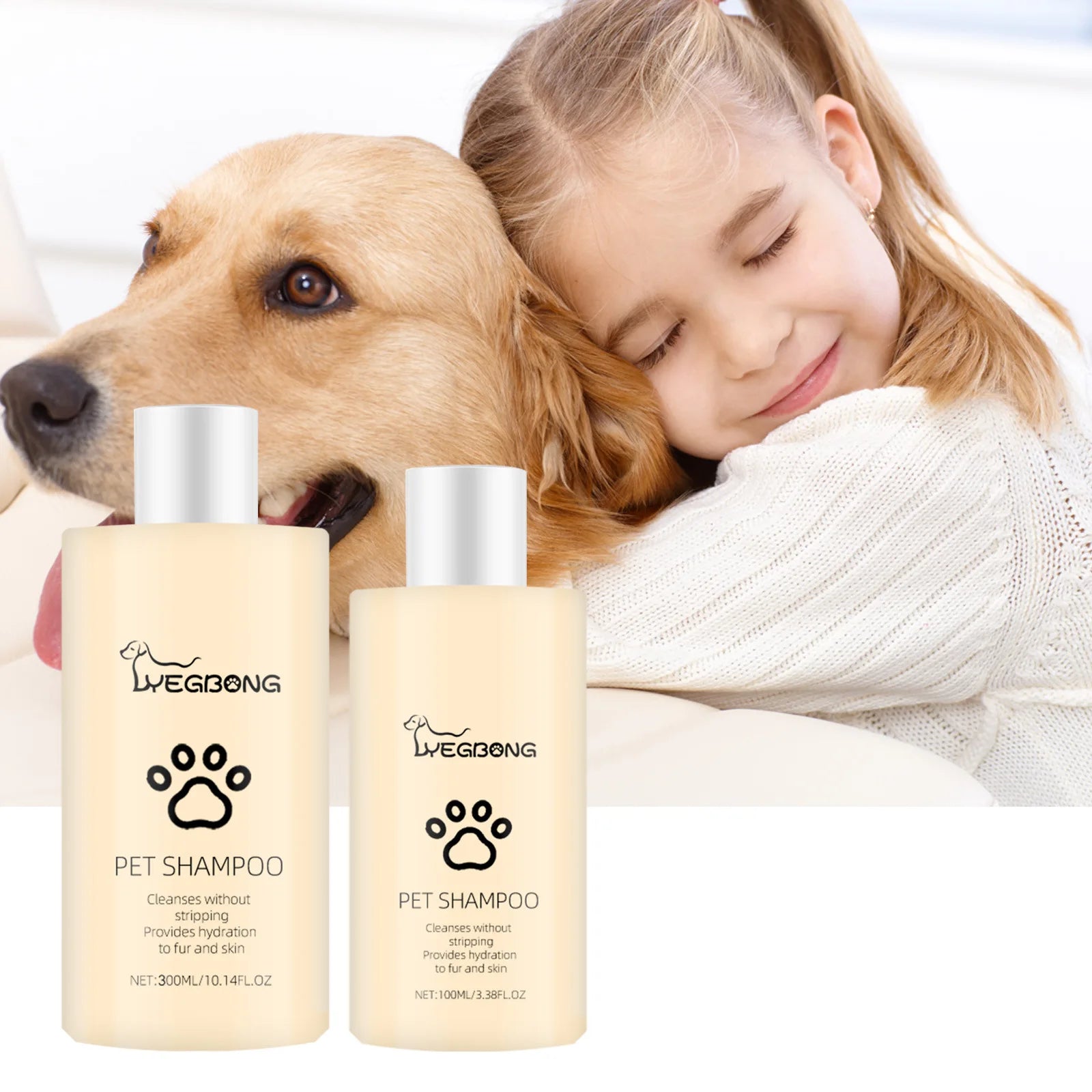 YEGBONG Dog Wash Shampoo: Flea & Mite Killer, Dirt Removal - Anti-Itch, Deodorizing & Moisturizing Formula for Softening Coat