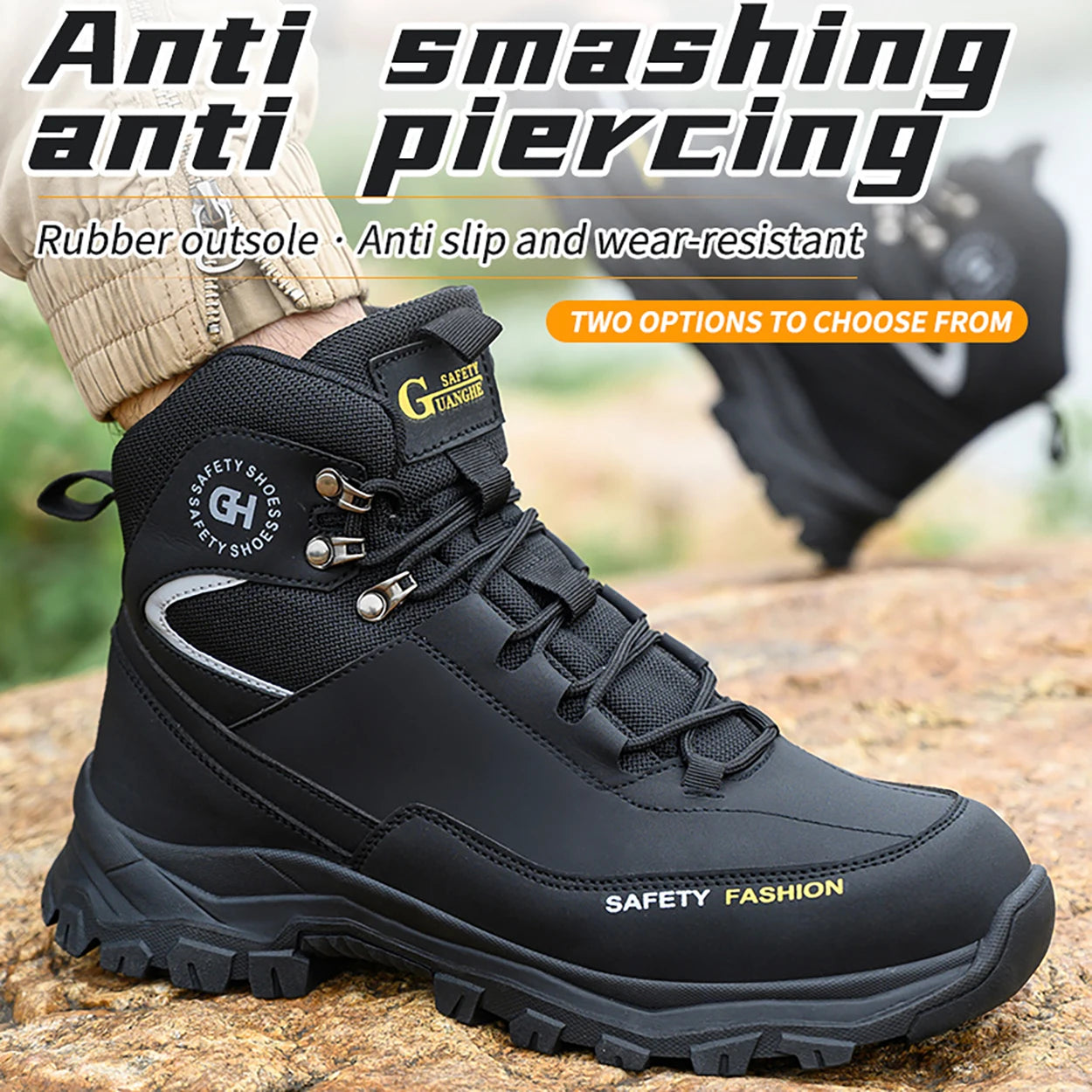 High Top Safety Shoes Men Steel Toe Work Shoes Men Work Safety Boots Anti Smash.