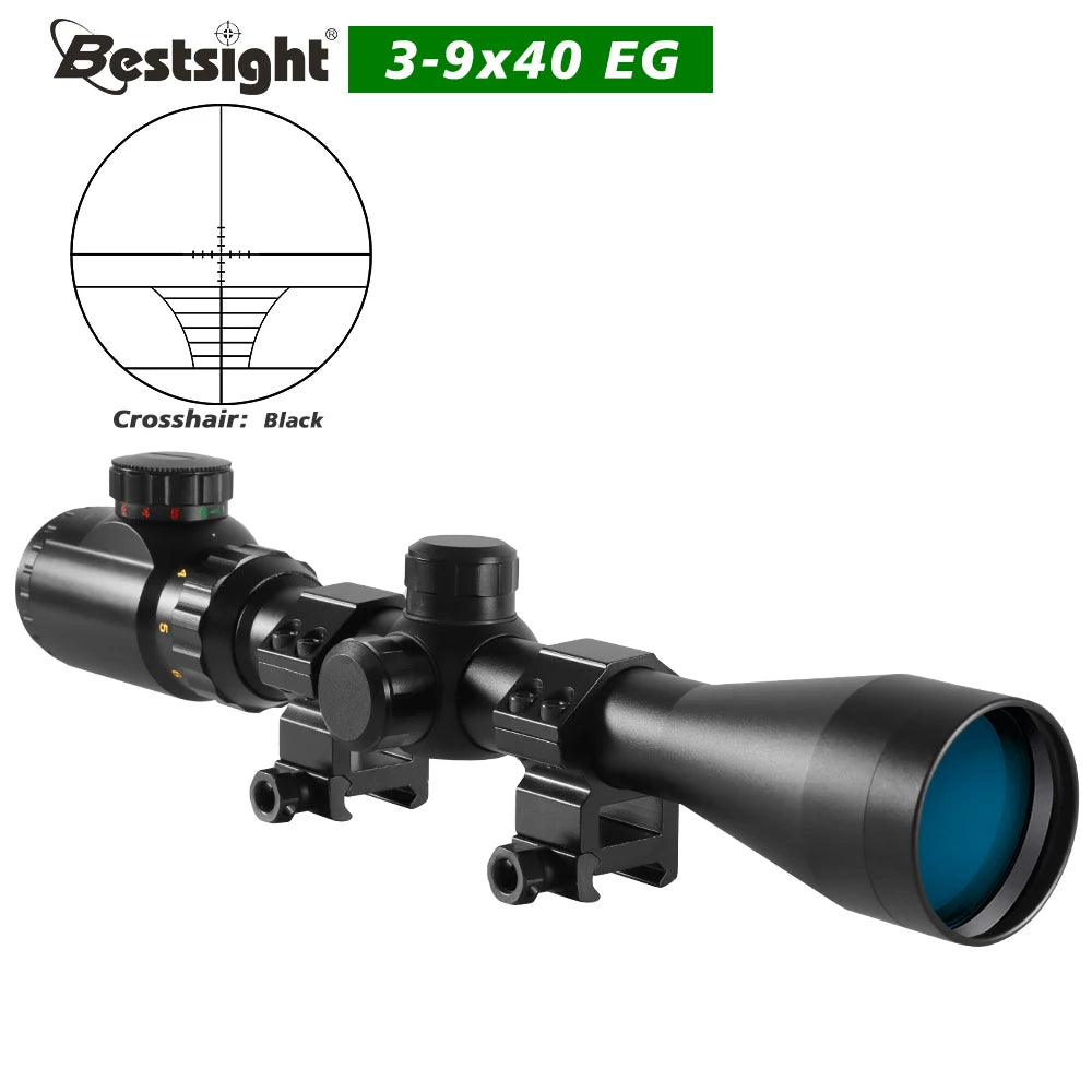 Riflescope 3-9x40 Rifle Sniper Scope Red or Green Illuminated Optical with Mounts.