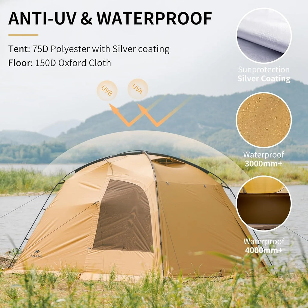 Naturehike Dune 7.6 Camping Tent 4 Season for 2-4 Person Waterproof Windproof.