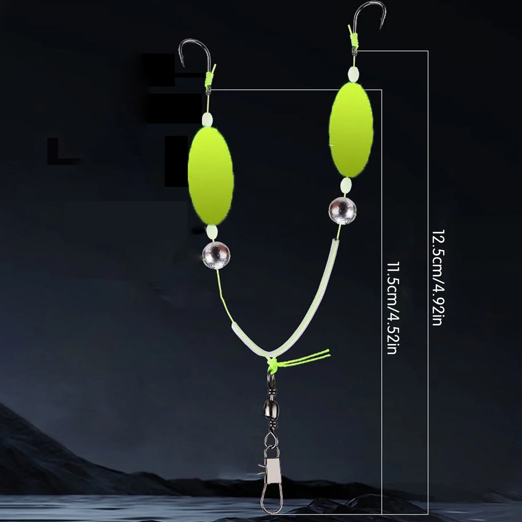 10PCS Buoyant Fishing Hooks Kit Double Hook Reverse Suspended Euro Rig with Golden Sleeve for Bass Trout Saltwater Fishing