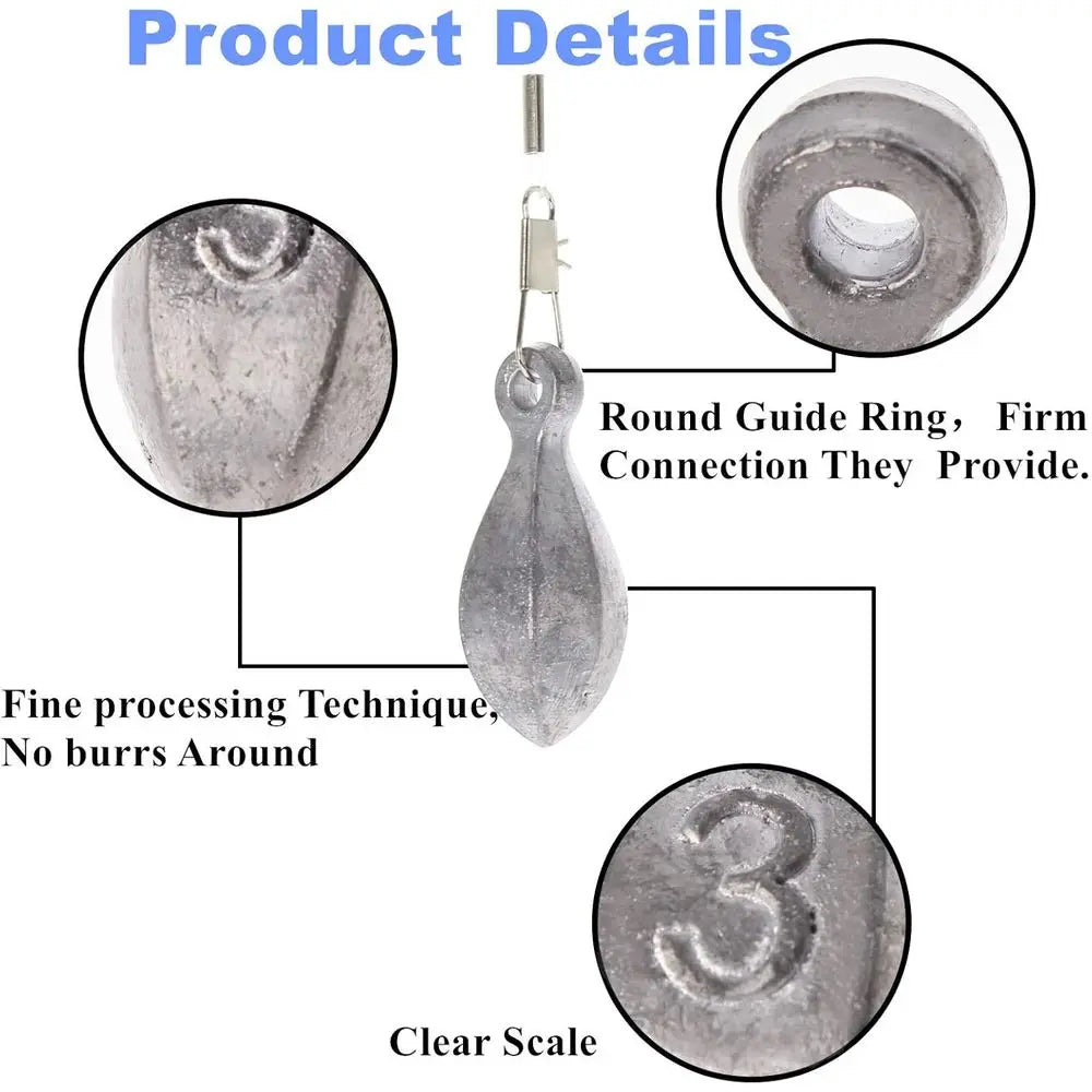 30pc Fishing Sinkers Kit: Saltwater & Freshwater Tackle with 3oz, 2oz, 1oz, 3/4oz, 1/2oz Weights