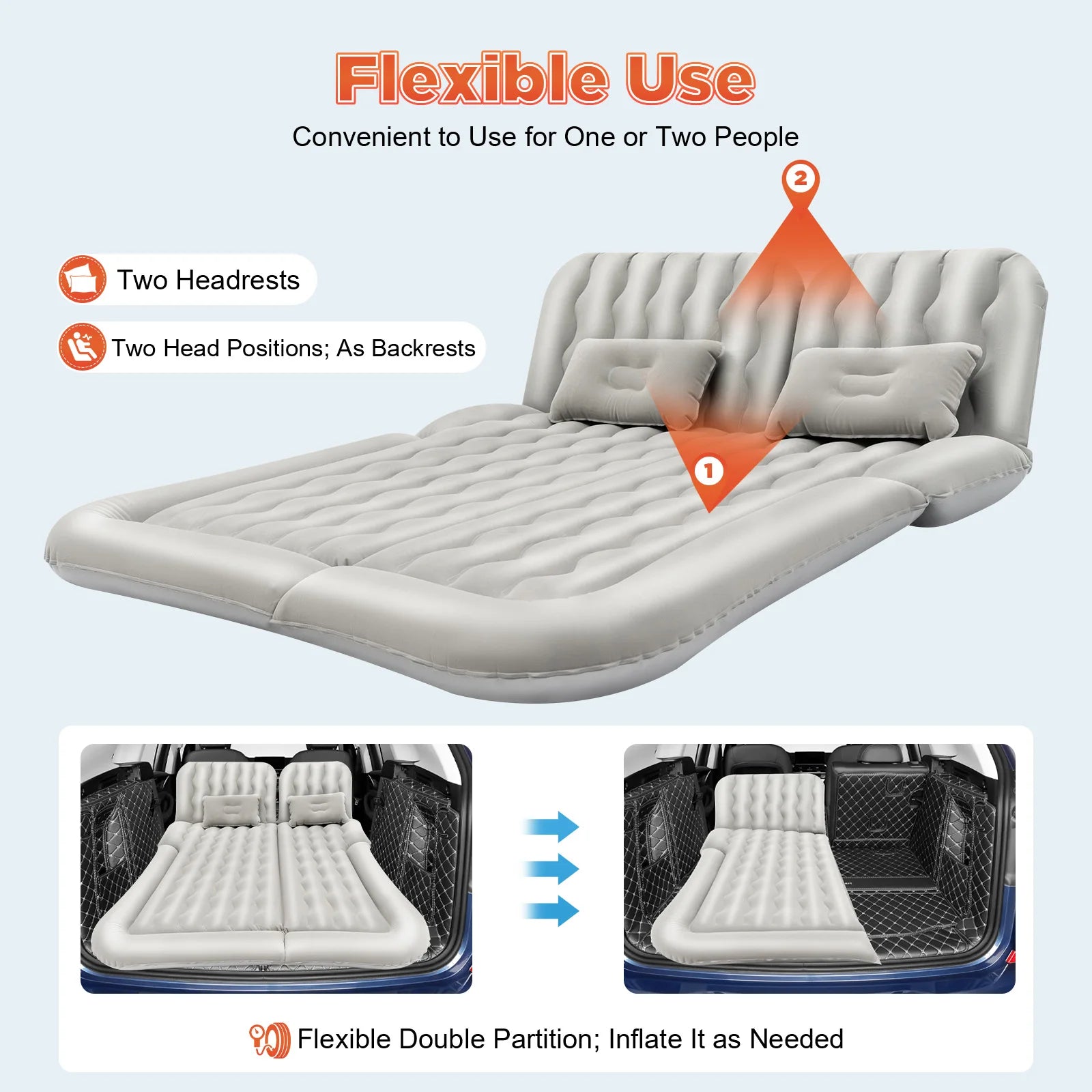 SUV Air Mattress w/ Air Pump, Inflatable Car Mattress for Trunk.