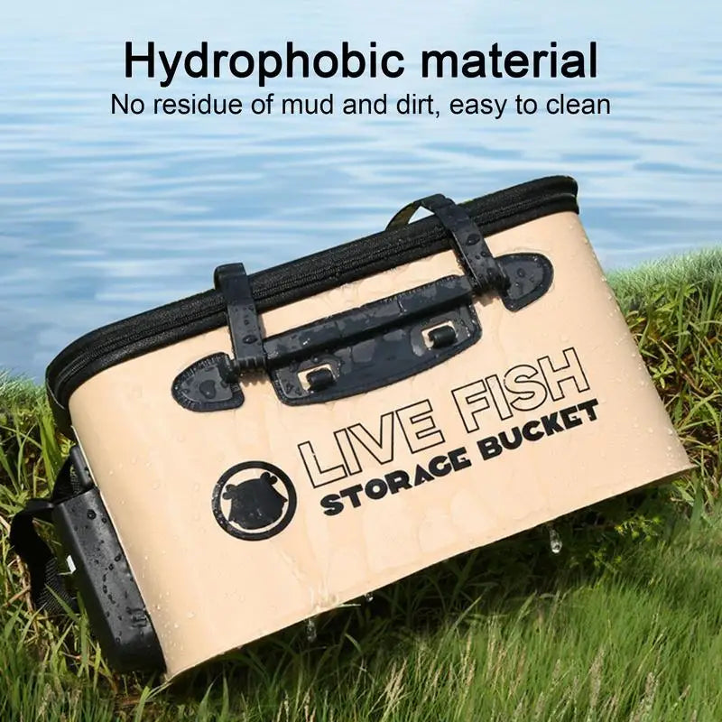 Folding Live Fish Bucket EVA Thickened Fishing Bucket Portable Water.