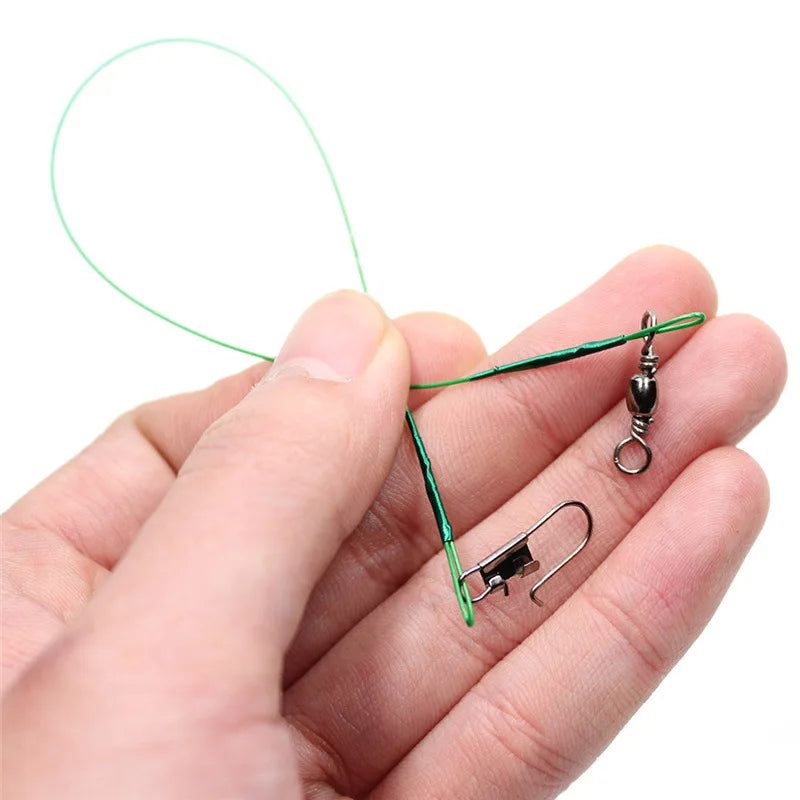 Anti Bite Steel Fishing Line Steel Wire Leader With Swivel Fishing Accessory.