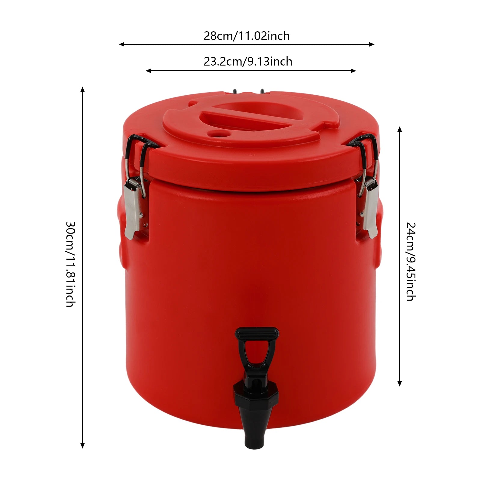 Red 10L 304 Stainless Steel Insulated Beverage Dispenser with Faucet, 8-12 Hours.