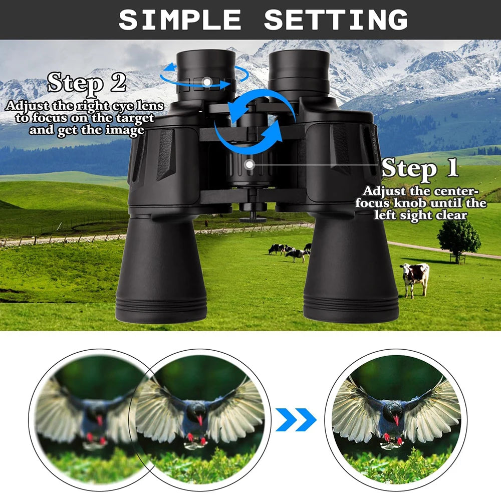 20x50 Binoculars for Adults with Smartphone Adapter & BAK4 Prism