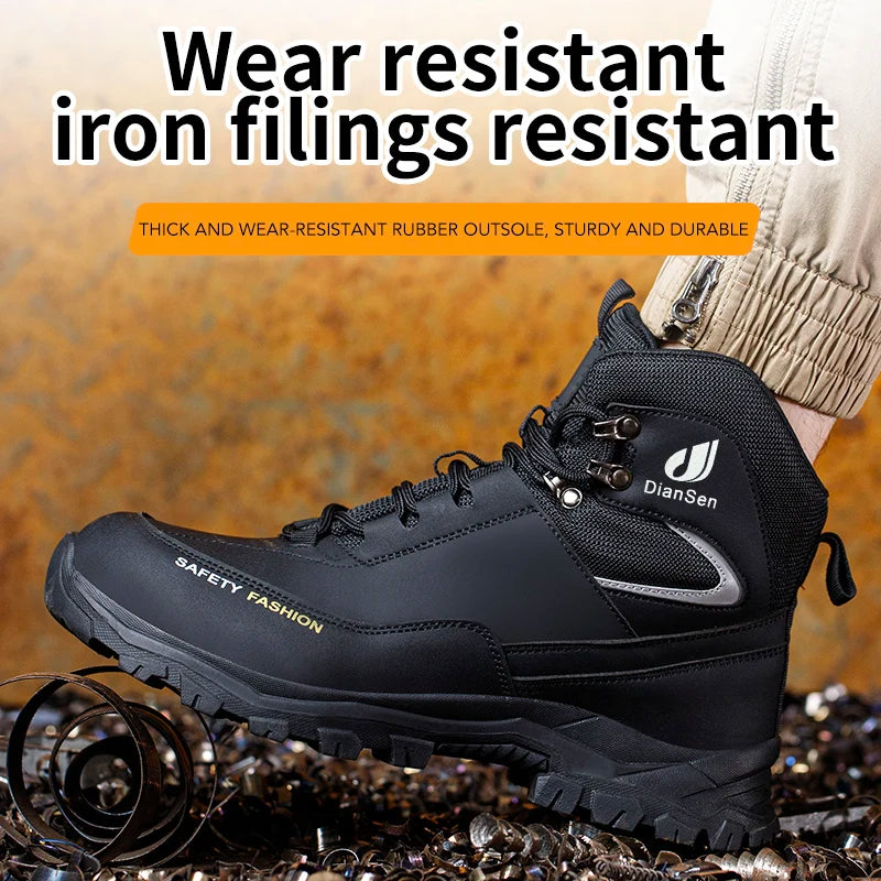 Safety Shoes Steel Toe Work Boots High Top Anti-Puncture Anti-smash.