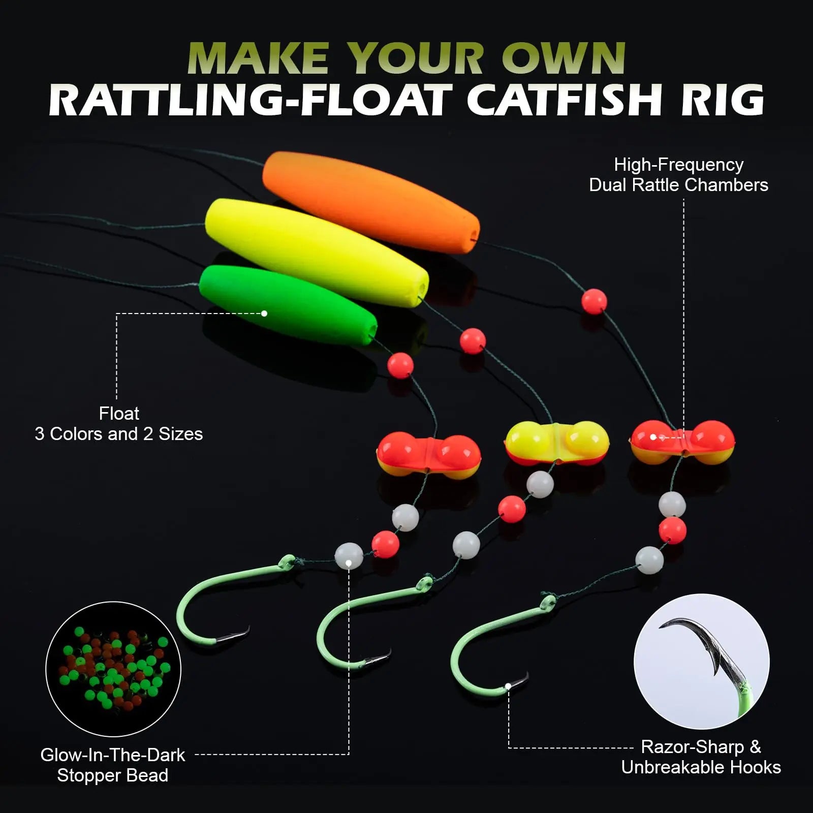 Goture Catfish Rig DIY Making Kit Bank Fishing Catfishing Tackle Catfish.