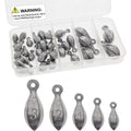 30pc Fishing Sinkers Kit: Saltwater & Freshwater Tackle with 3oz, 2oz, 1oz, 3/4oz, 1/2oz Weights