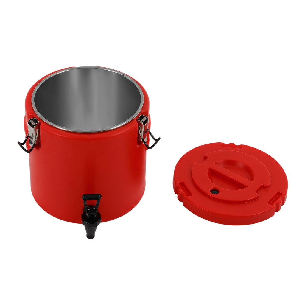 Red 10L 304 Stainless Steel Insulated Beverage Dispenser with Faucet, 8-12 Hours.