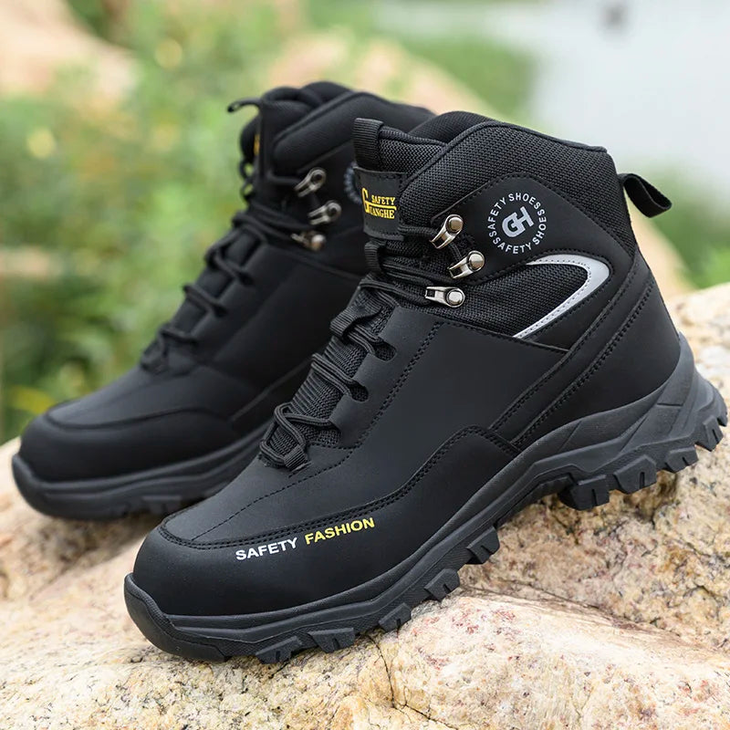 High Top Safety Shoes Men Steel Toe Work Shoes Men Work Safety Boots Anti Smash.