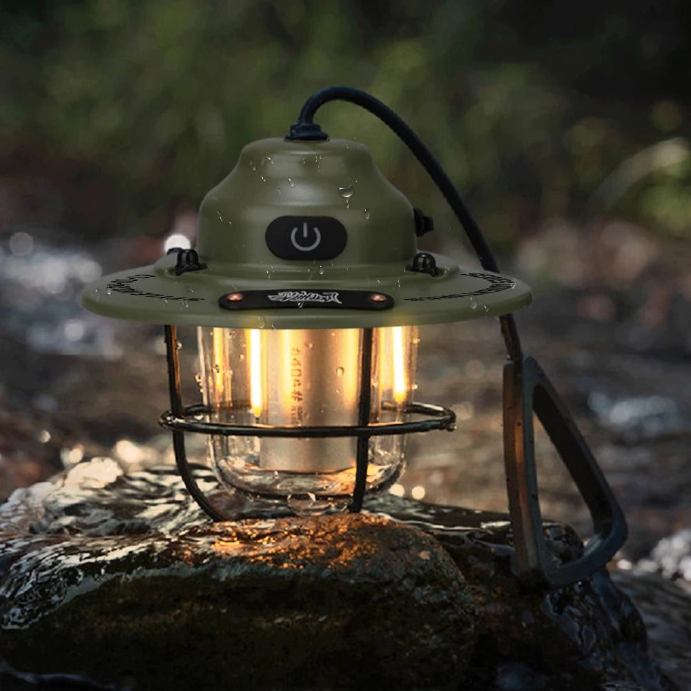 LED Camping Lantern Dimming Emergency Lamp Type C Charging Retro Camping.