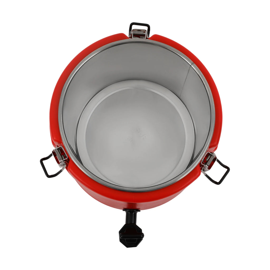 Red 10L 304 Stainless Steel Insulated Beverage Dispenser with Faucet, 8-12 Hours.
