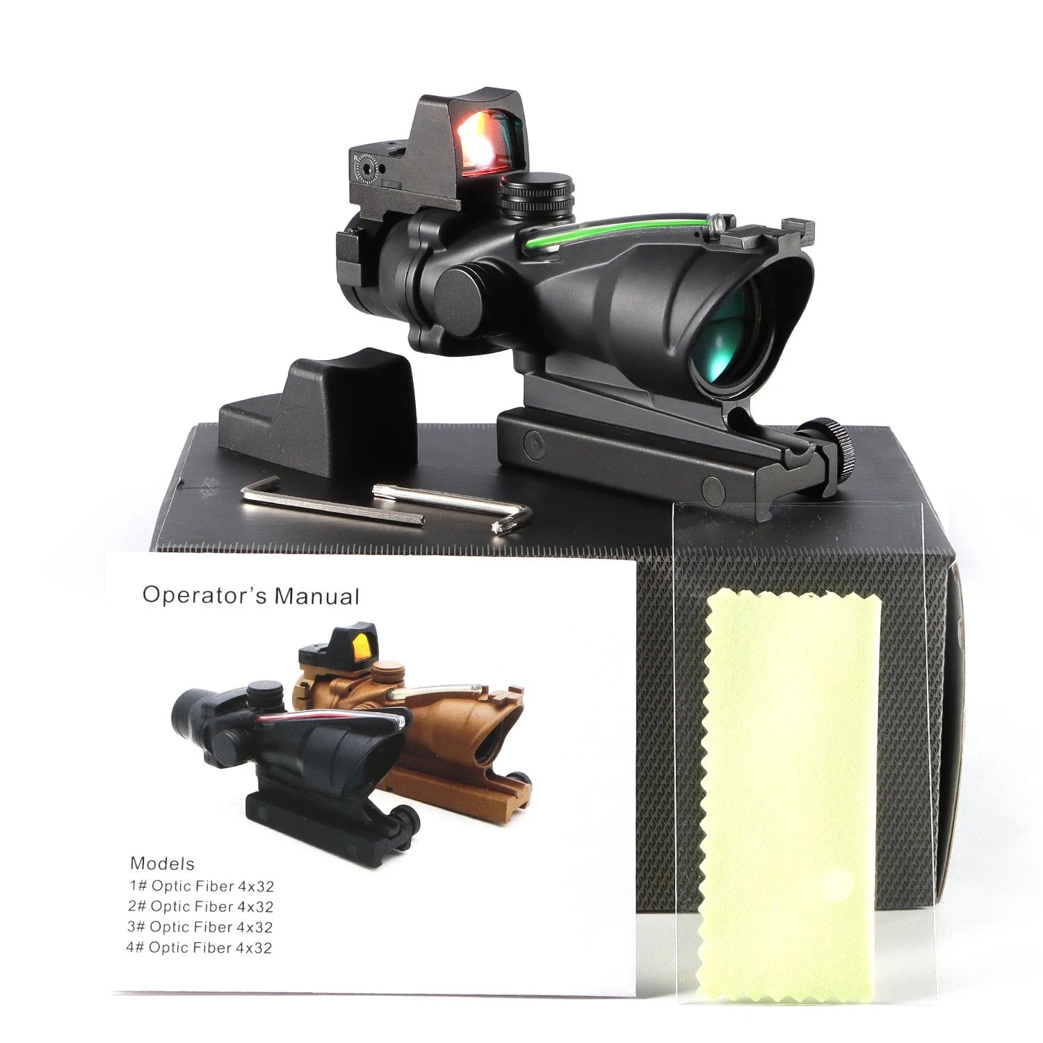 Adjustable 4x32 Red Dot 1x 4x Scope  Red Dot Tactical Scope 20mm Rail Scope for Hunting