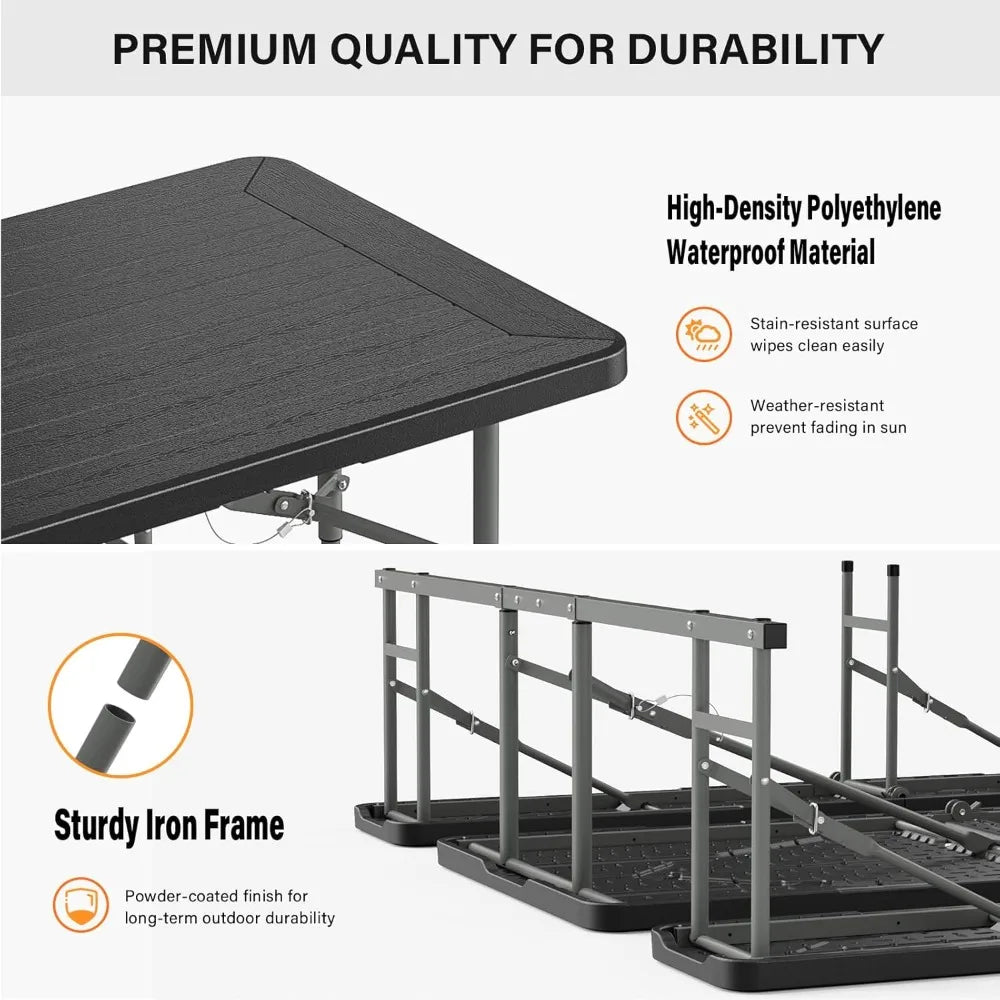 Folding Picnic Table and Bench Set, Portable Outdoor Dining Furniture for Camping.