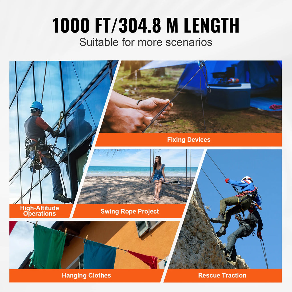 SucceBuy 3/16 in 250/1000ft Nylon Cord 32-Strand Design Multi-Purpose Rope for Outdoor Adventures.